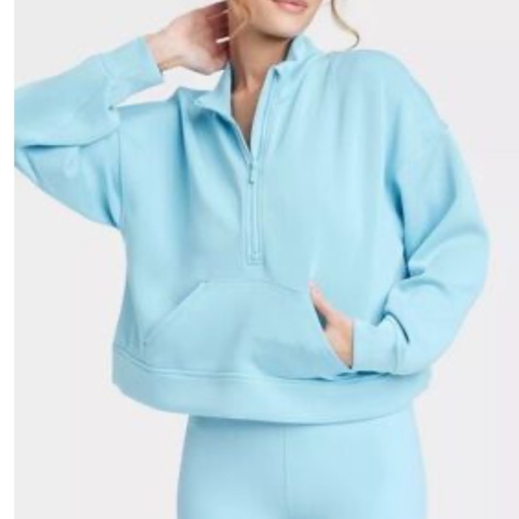 All in Motion Light Blue Quarter-Zip Sweater - Picture 1 of 6